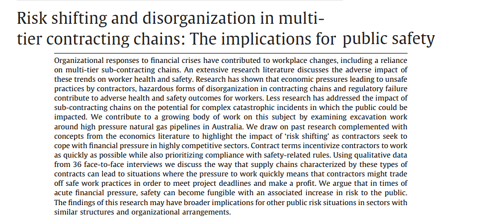 Risk shifting and disorganization in multi-tier contracting chains: The ...