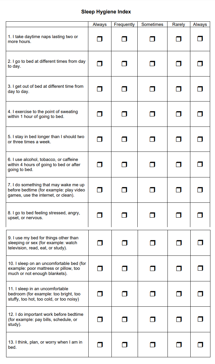 Shift work disorder and sleep hygiene index – SafetyInsights.org