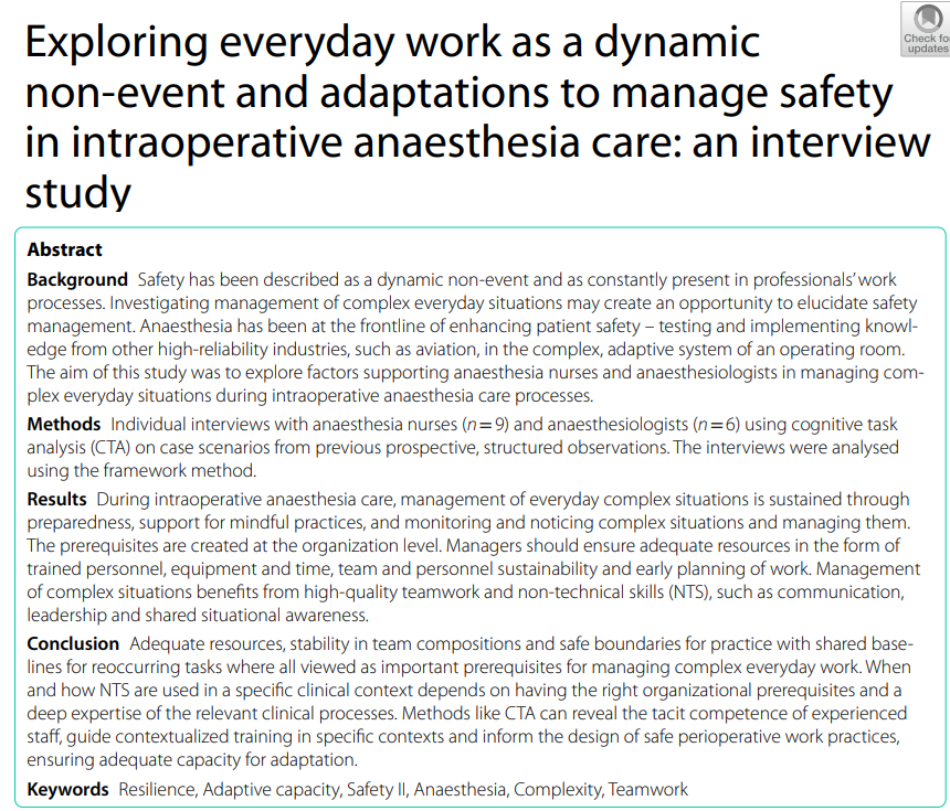 Non Daily Routine Task Safety Safety as a dynamic non-event and exploring everyday work ...