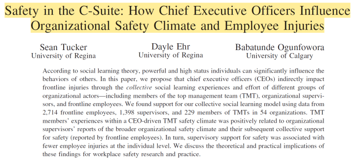 Safety in the C-Suite: How Chief Executive Officers Influence ...