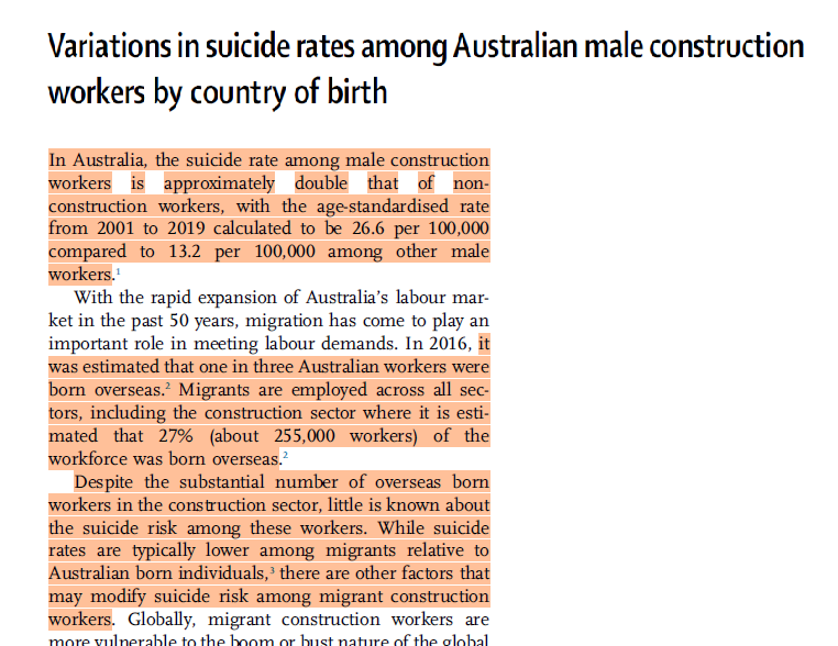 Variations in suicide rates among Australian male construction workers ...