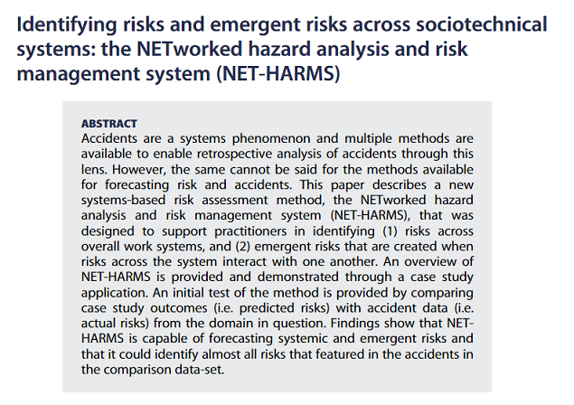 Identifying risks and emergent risks across sociotechnical systems: The ...