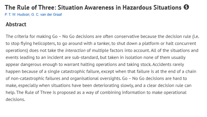 The rule of three: Situation awareness in hazardous&nbsp;situations