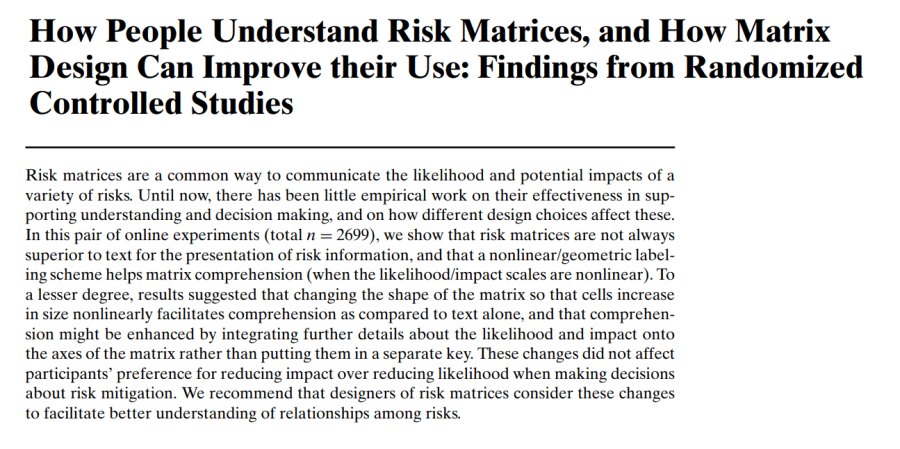 How People Understand Risk Matrices, and How Matrix Design Can Improve their Use: Findings from Randomized Controlled&nbsp;Studies