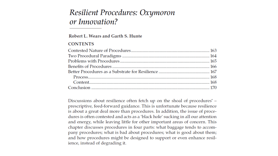 Resilient Procedures: Oxymoron or&nbsp;Innovation?
