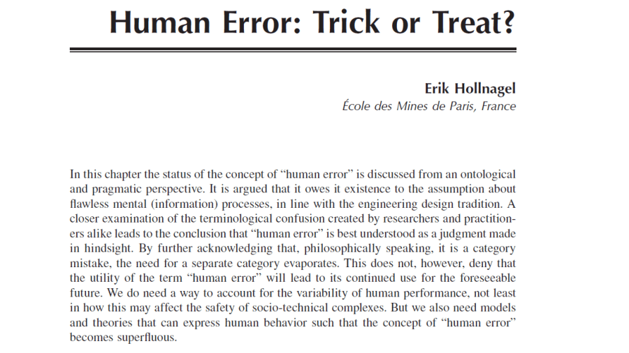 Human Error: Trick or&nbsp;Treat?