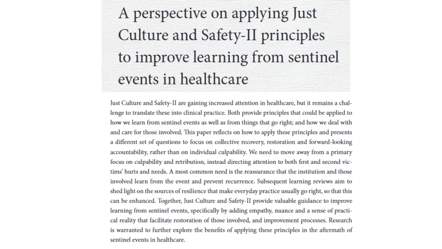 A perspective on applying Just Culture and Safety-II principles to improve learning from sentinel events in&nbsp;healthcare