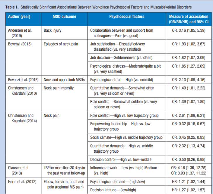 Workplace Psychosocial Factors and Their Association With ...