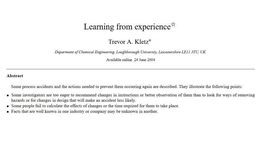 Learning from experience