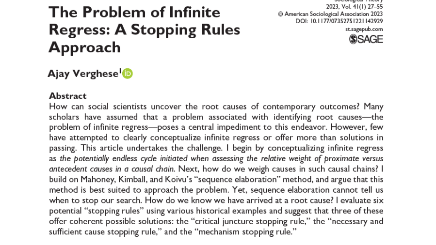 The issues of ‘root causes’ and infinite regression (the endless search for the causes of&nbsp;causes)