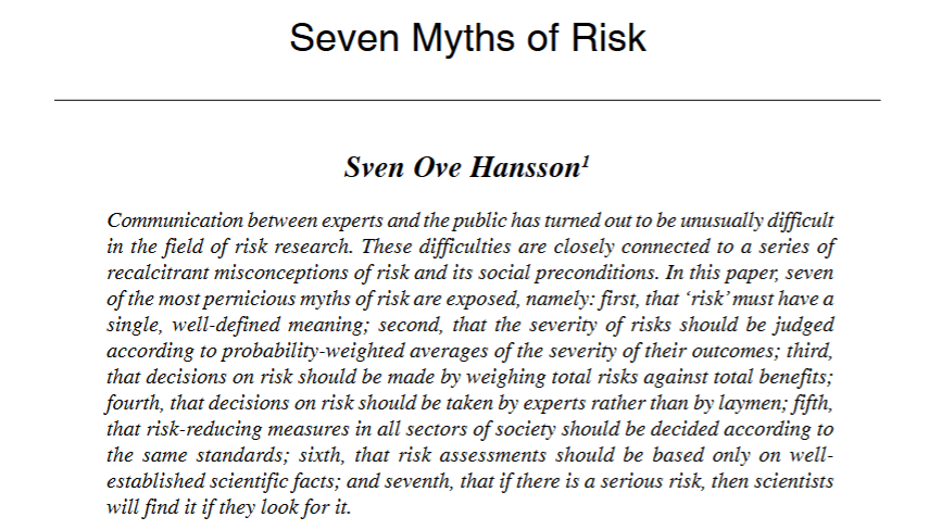 Seven Myths of&nbsp;Risk