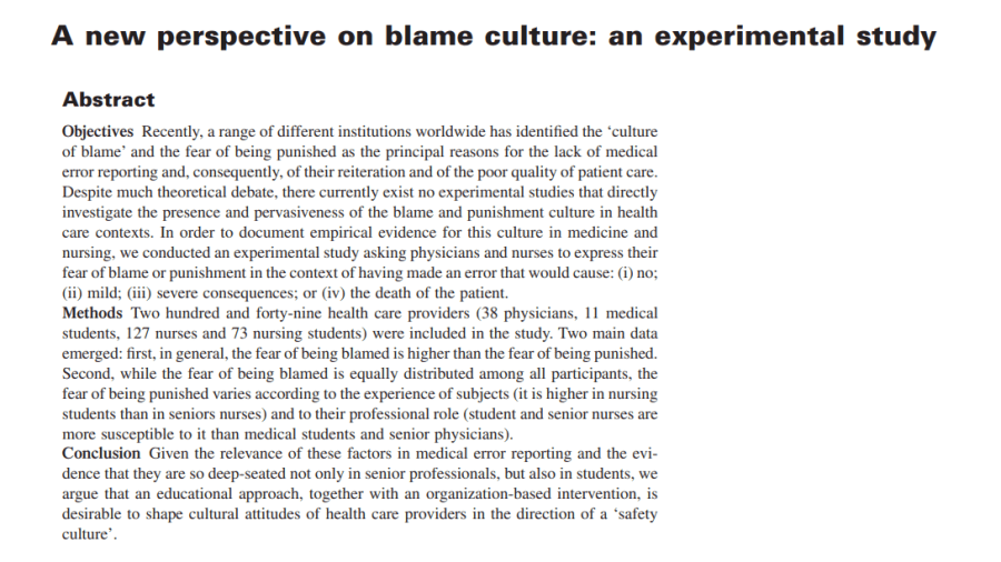 A new perspective on blame culture: an experimental&nbsp;study