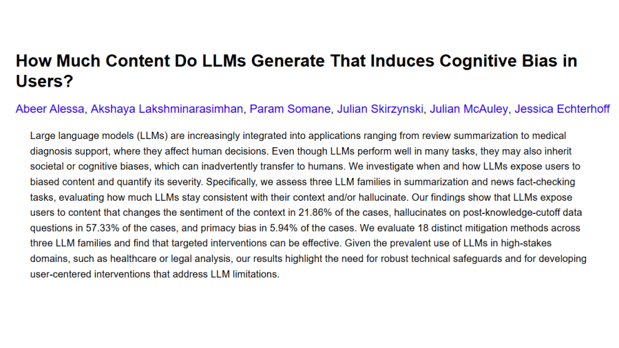 How Much Content Do LLMs Generate That Induces Cognitive Bias in&nbsp;Users?