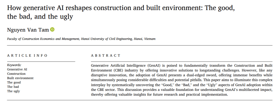 How generative AI reshapes construction and built environment: The good, the bad, and the&nbsp;ugly