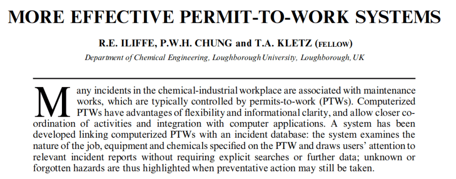 More Effective Permit-to-Work&nbsp;Systems