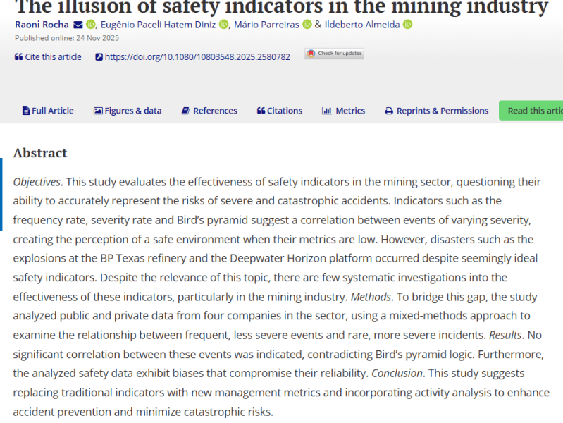 The illusion of safety indicators in the mining&nbsp;industry