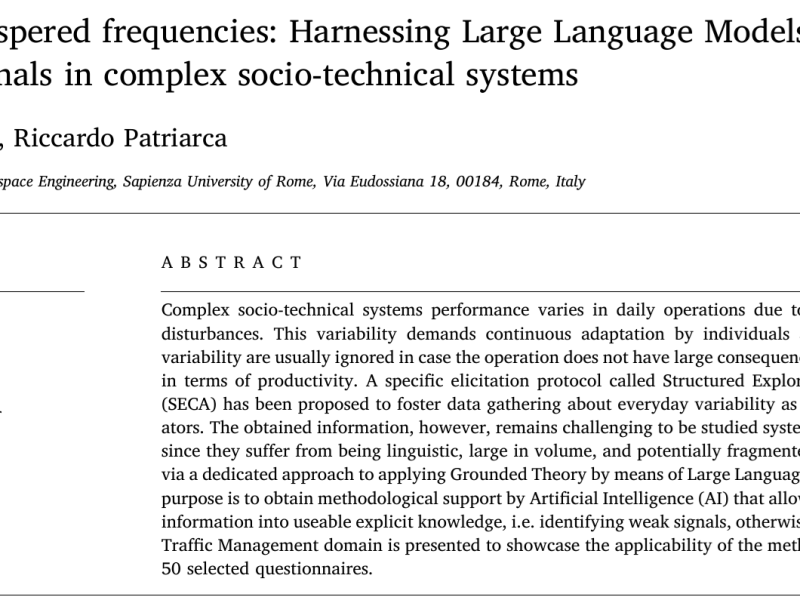 Tuning into whispered frequencies: Harnessing Large Language Models to detect Weak Signals in complex socio-technical&nbsp;systems