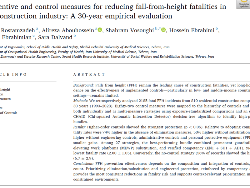 Preventive and control measures for reducing fall-from-height fatalities in the construction industry: A 30-year empirical&nbsp;evaluation