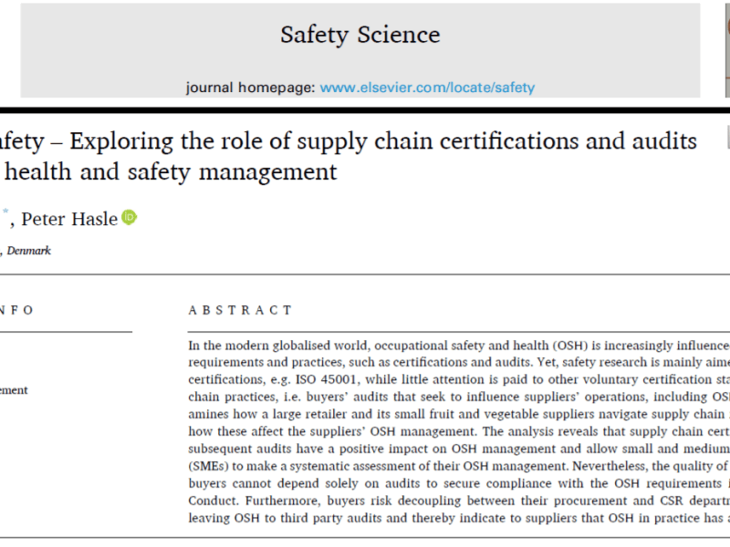 Price or safety – Exploring the role of supply chain certifications and audits for SMEs’ health and safety&nbsp;management