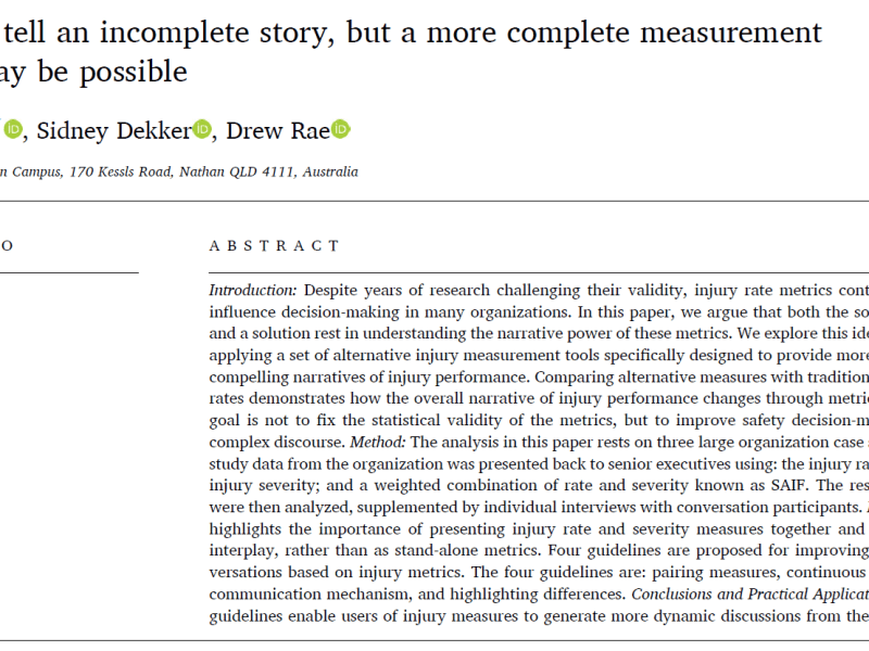 Injury rates tell an incomplete story, but a more complete measurement narrative may be&nbsp;possible