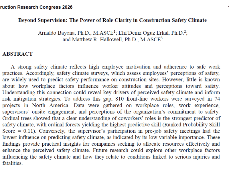 Beyond Supervision: The Power of Role Clarity in Construction Safety&nbsp;Climate